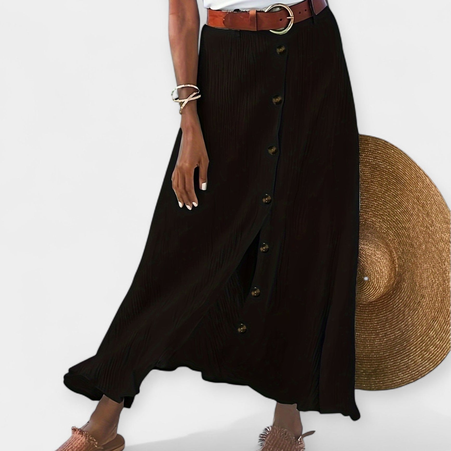 Alicia | Sheer Midi Skirt with Torn Detail