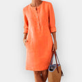 Clara | Elegant cotton midi dress with simple lines