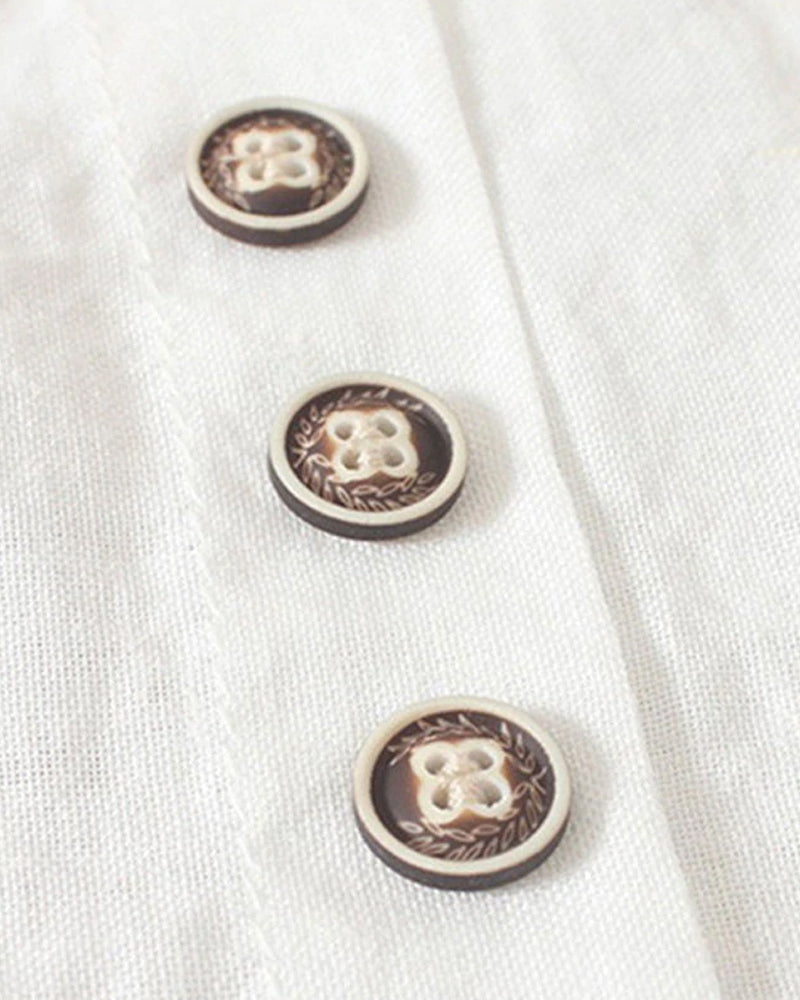 Sand | Button and Short Sleeved Blouse