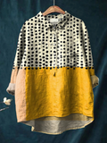Alessia | Women's Yellow Colour Block Polka Dot Casual Shirt