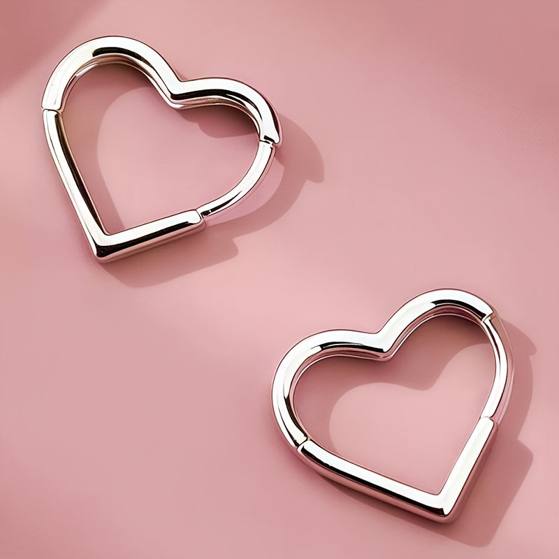 Gold Heart-Shaped Stainless Steel Earrings
