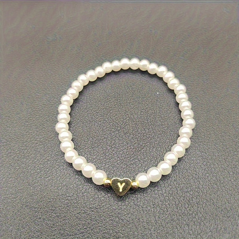 Chic Bracelet with Heart Initial (A–Z)
