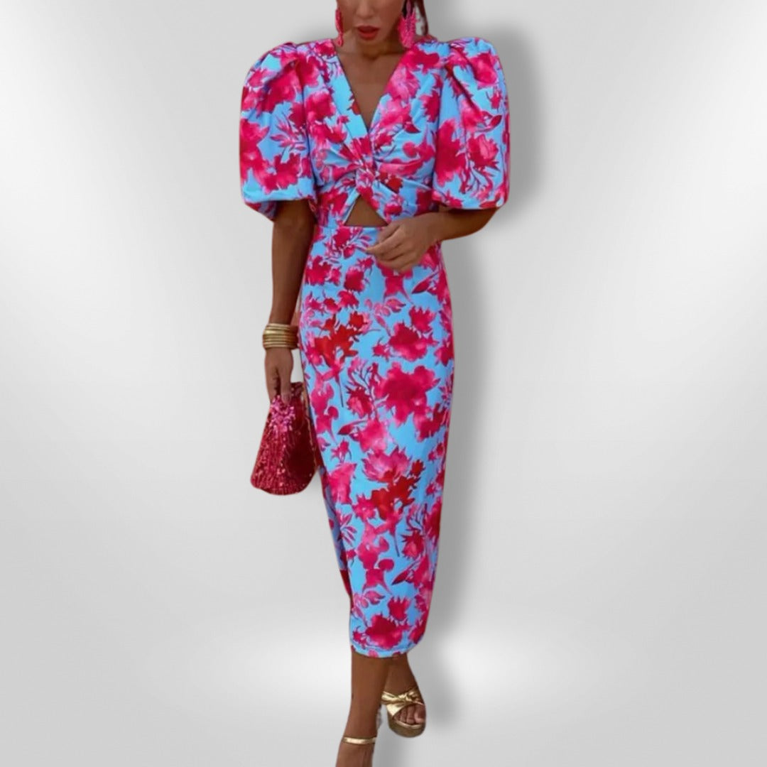 Noor | Midi Dress with Puff Sleeves