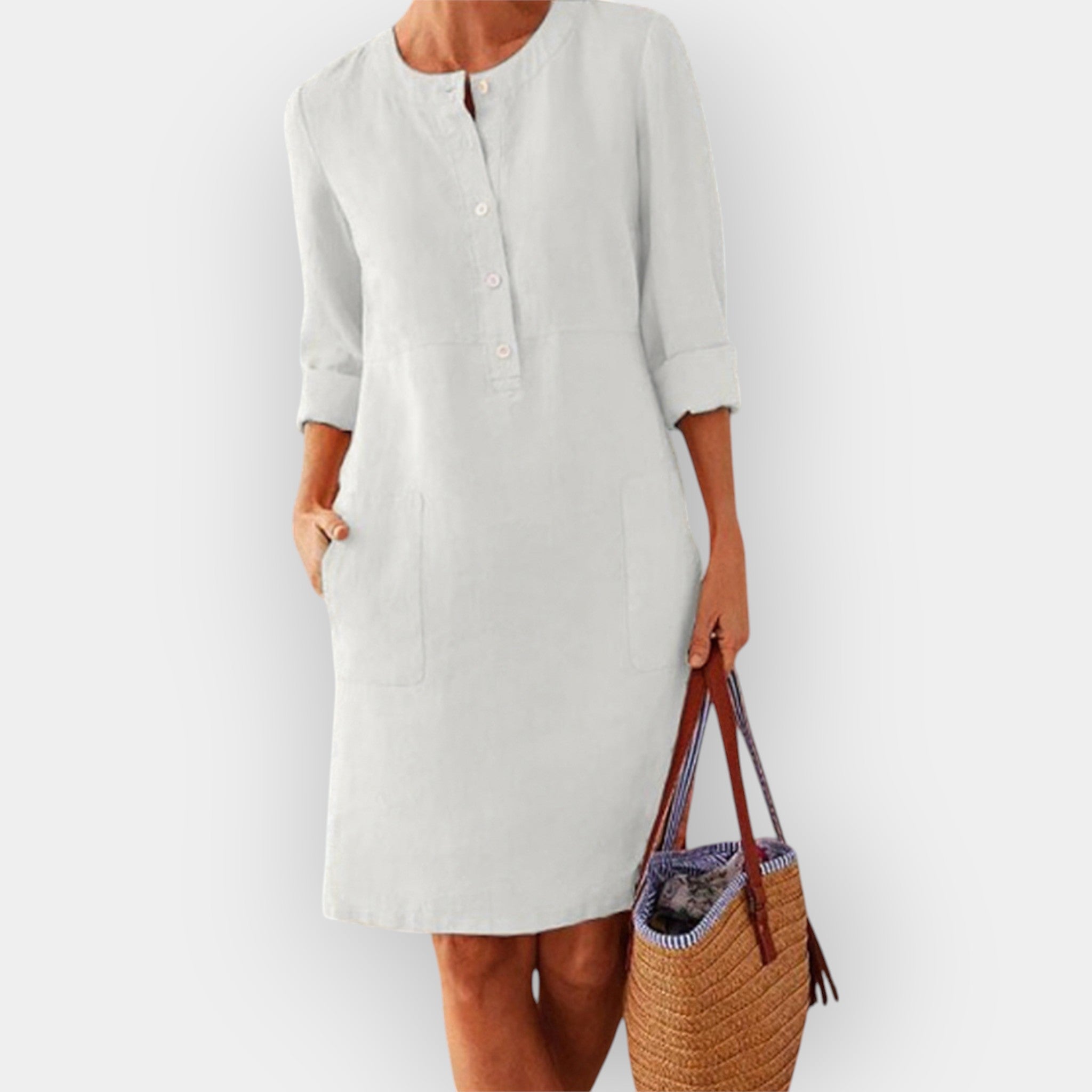 Clara | Elegant cotton midi dress with simple lines