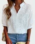 Chic | Blouse with lace details and puffed sleeves
