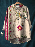 Alisa | Women's Vintage Floral Art Print Casual Shirt.