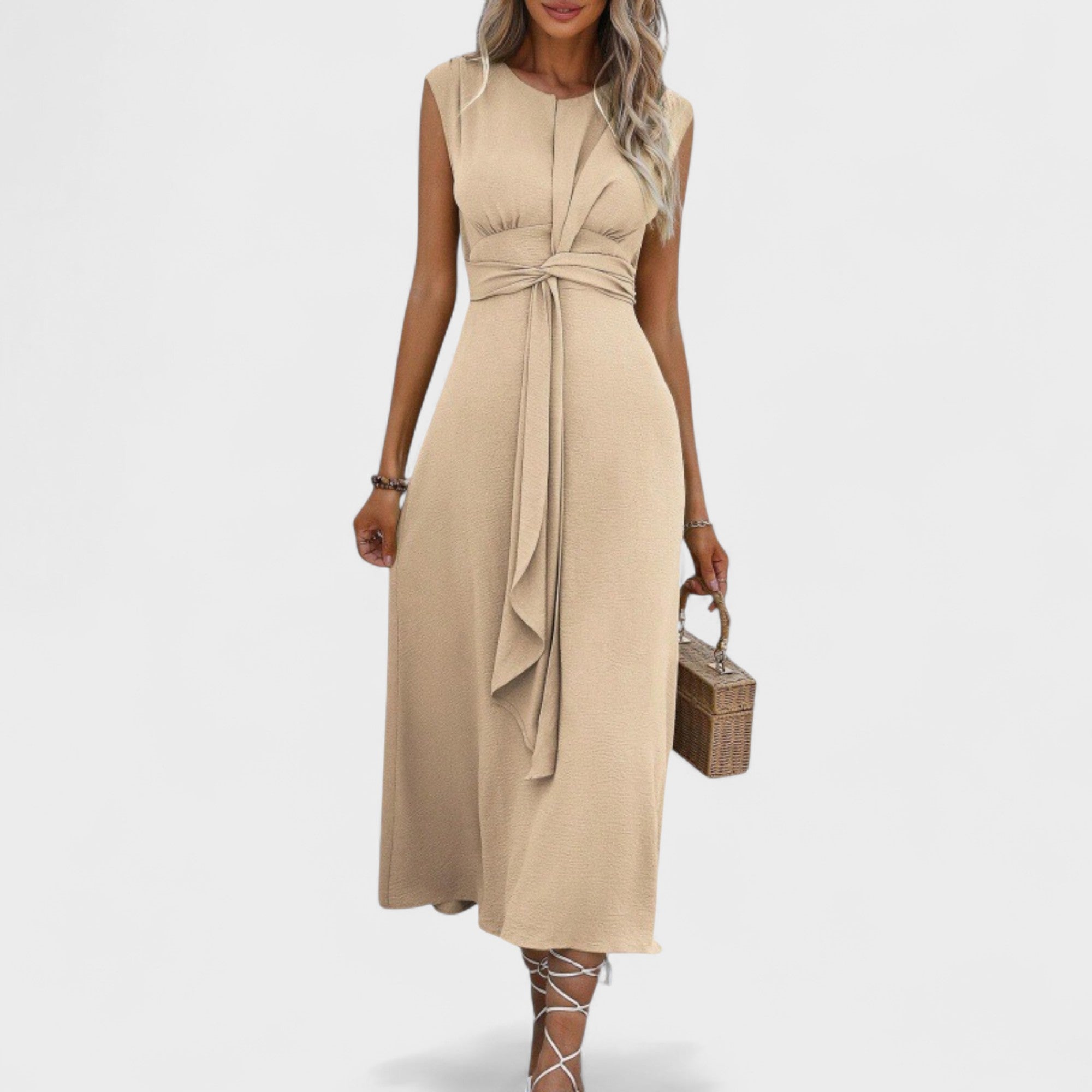 Emilia | Elegant maxi dress with no sleeves and a round neckline