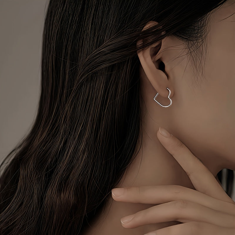 Gold Heart-Shaped Stainless Steel Earrings