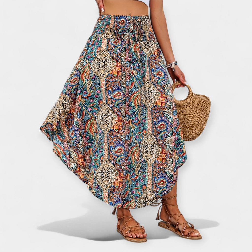 Huda | Floral Midi Skirt with High Waist