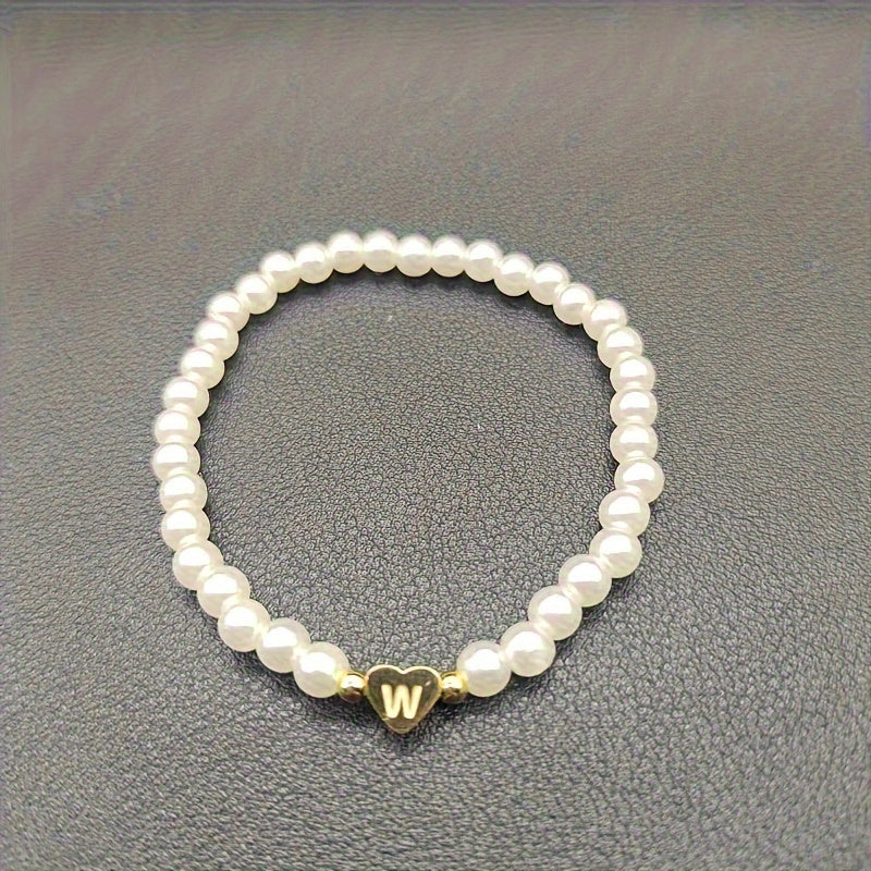 Chic Bracelet with Heart Initial (A–Z)