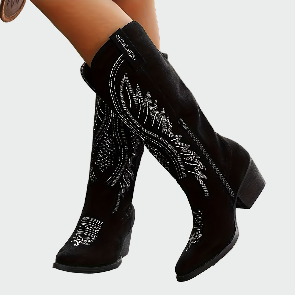 Neža | Cowboy Boots Decorated with Pearls and Elegant Embroidery