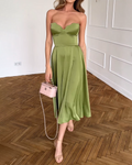 Liora | Elegant Strapless Midi Dress