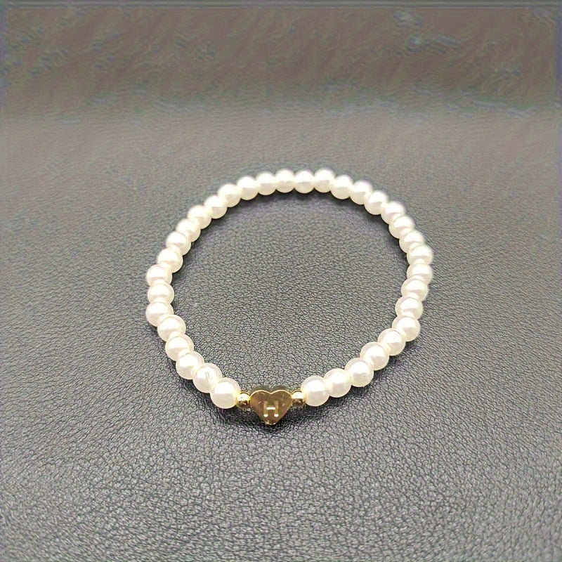 Chic Bracelet with Heart Initial (A–Z)