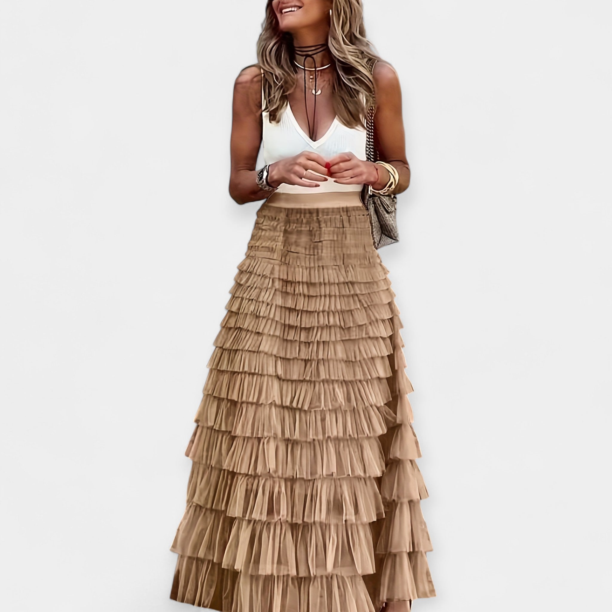 Nina | Boho Skirt with Mesh Trim