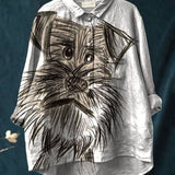 Daisy | Women's Artistic Puppy Illustration Printed Everyday Shirt
