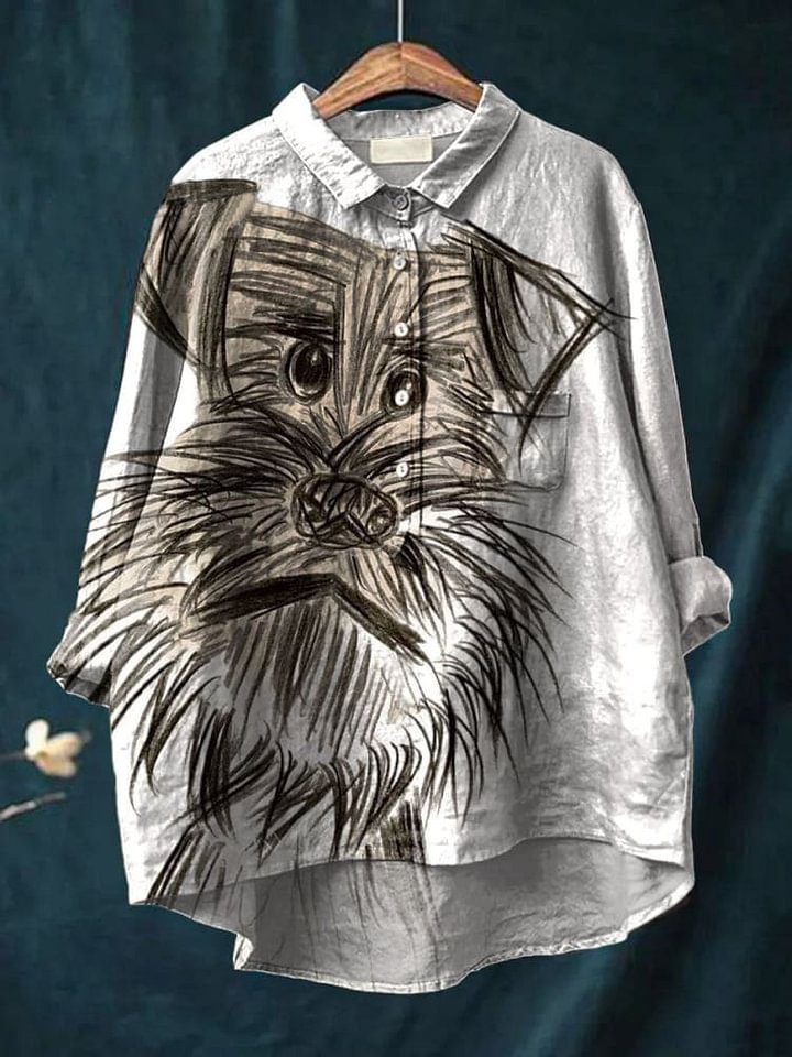 Daisy | Women's Artistic Puppy Illustration Printed Everyday Shirt