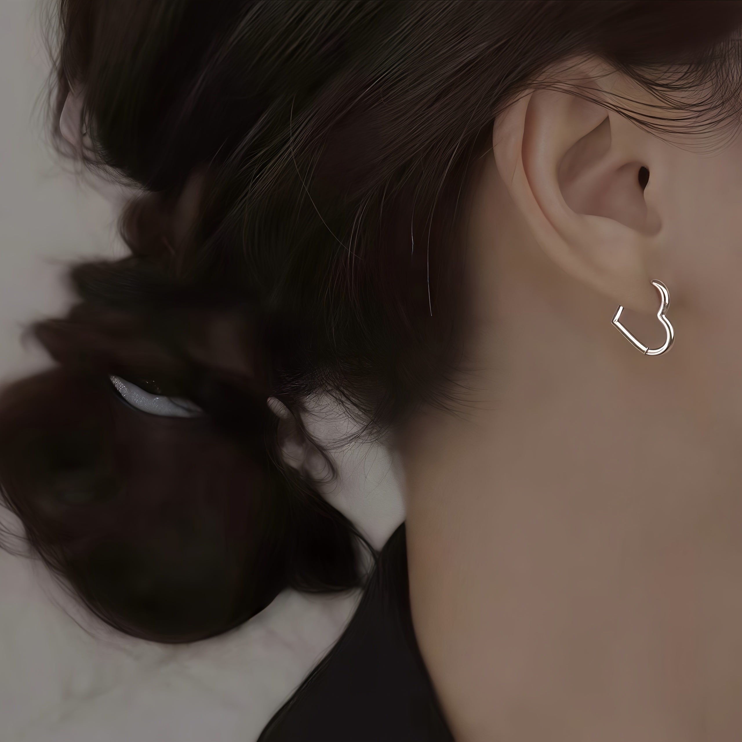 Gold Heart-Shaped Stainless Steel Earrings