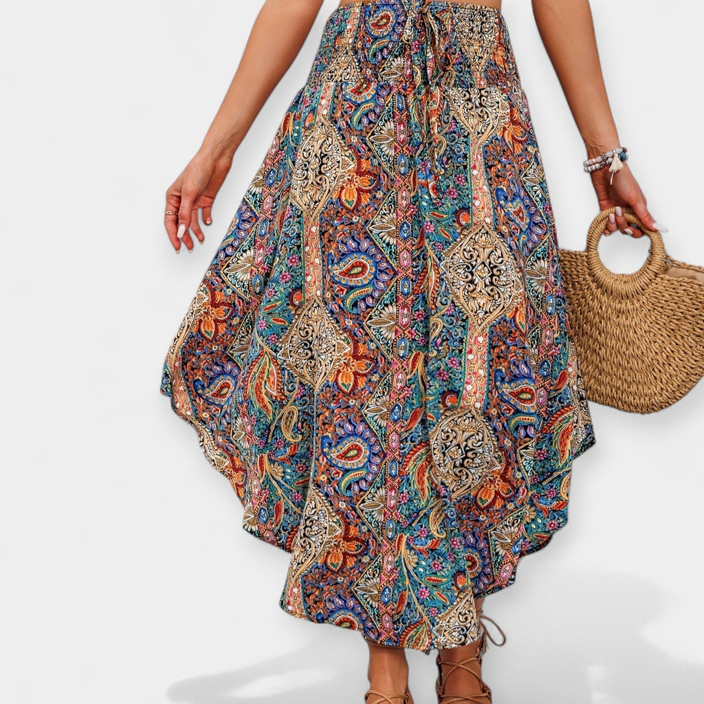 Huda | Floral Midi Skirt with High Waist