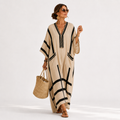 Beige Kaftan with Black Stripes