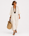 Aisha White Striped Kaftan
