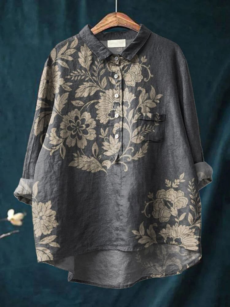 Vivienne | Women's Vintage Floral Pattern Everyday Shirt