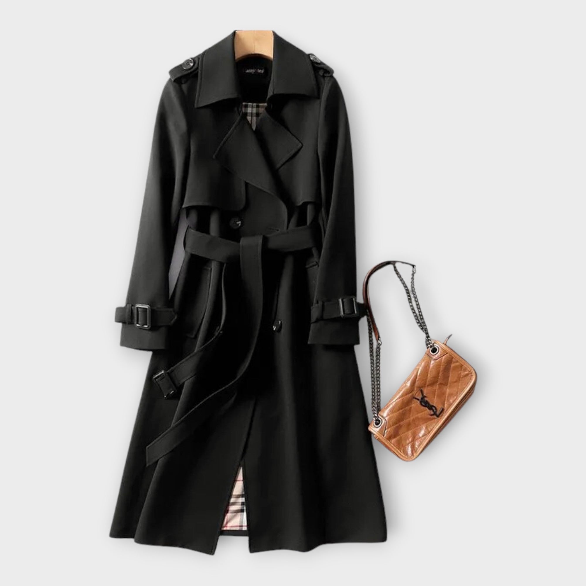 Merike | Classic Long Trench Coat with Belt