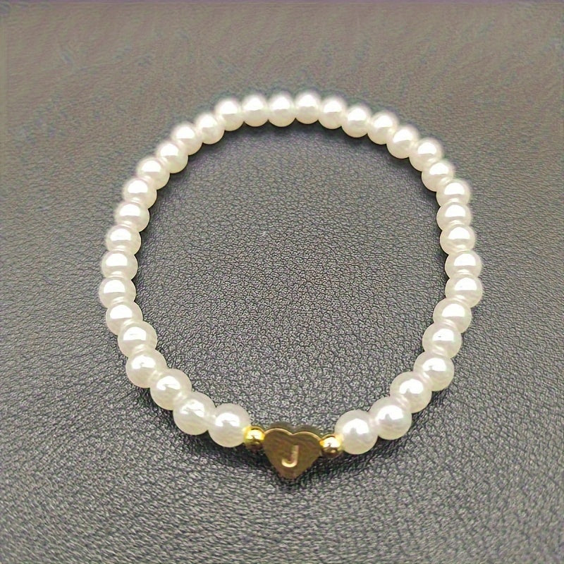 Chic Bracelet with Heart Initial (A–Z)