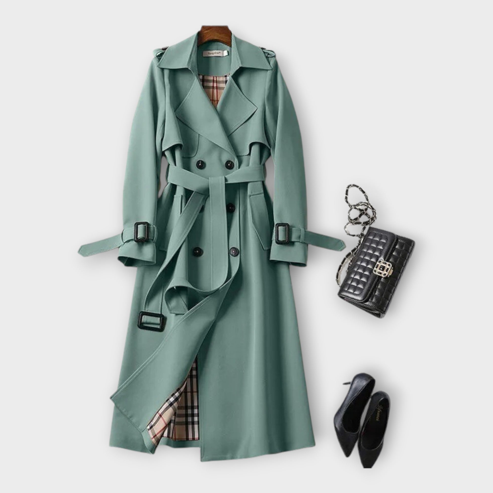 Merike | Classic Long Trench Coat with Belt