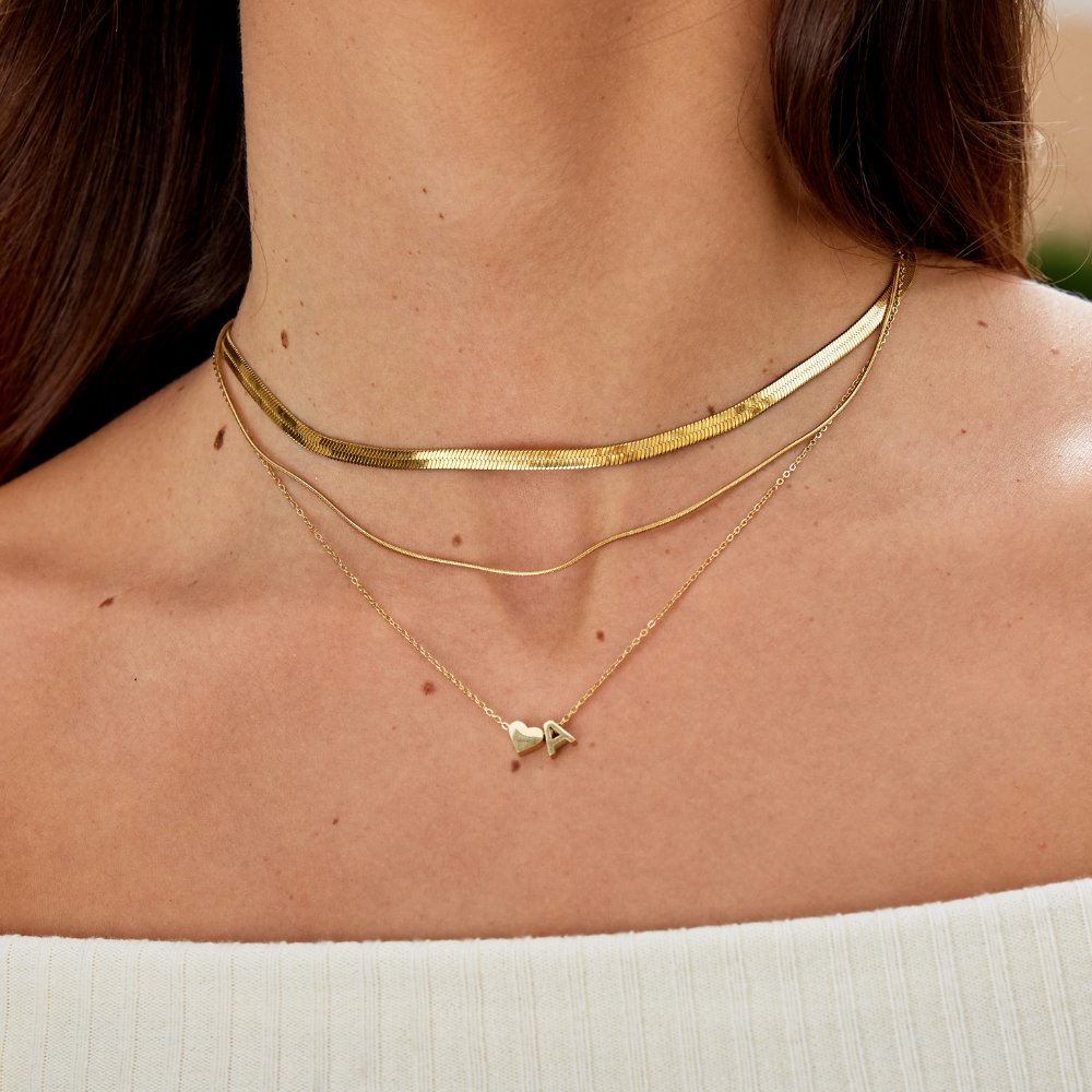 Timeless Initial Necklace with Heart Pendant