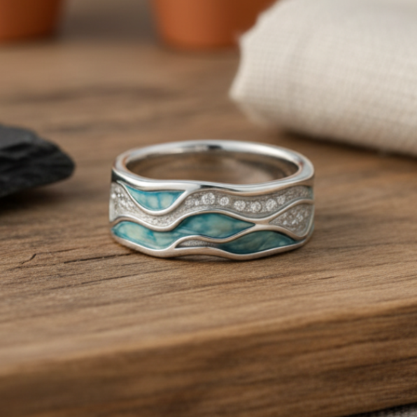 Turquoise Waves Silver Ring