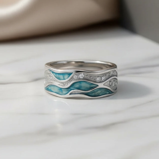 Turquoise Waves Silver Ring