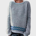 Liis | Knitted High Neck Jumper with Striped Pattern