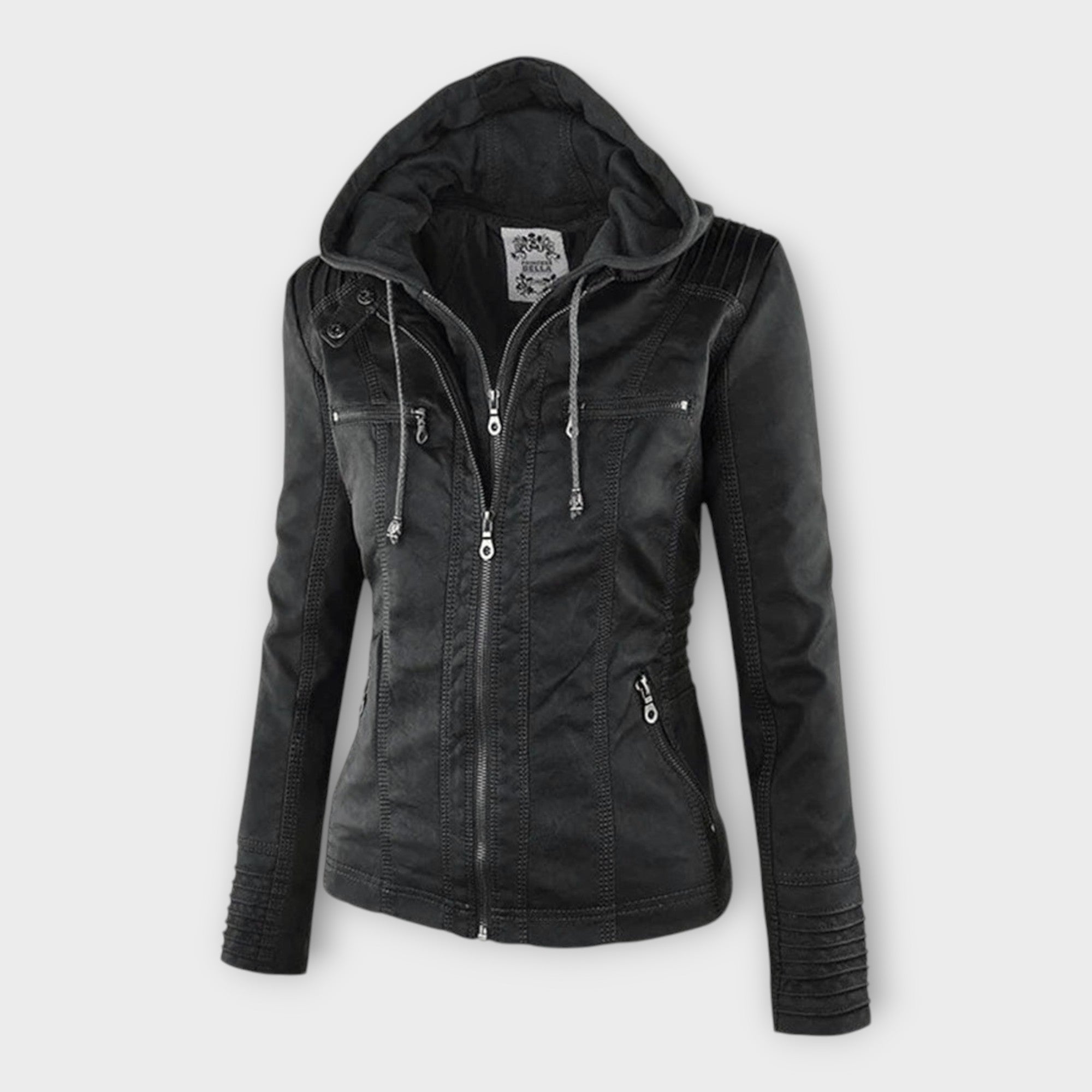 Ohnne | Modern leather jacket with a hood and timeless design