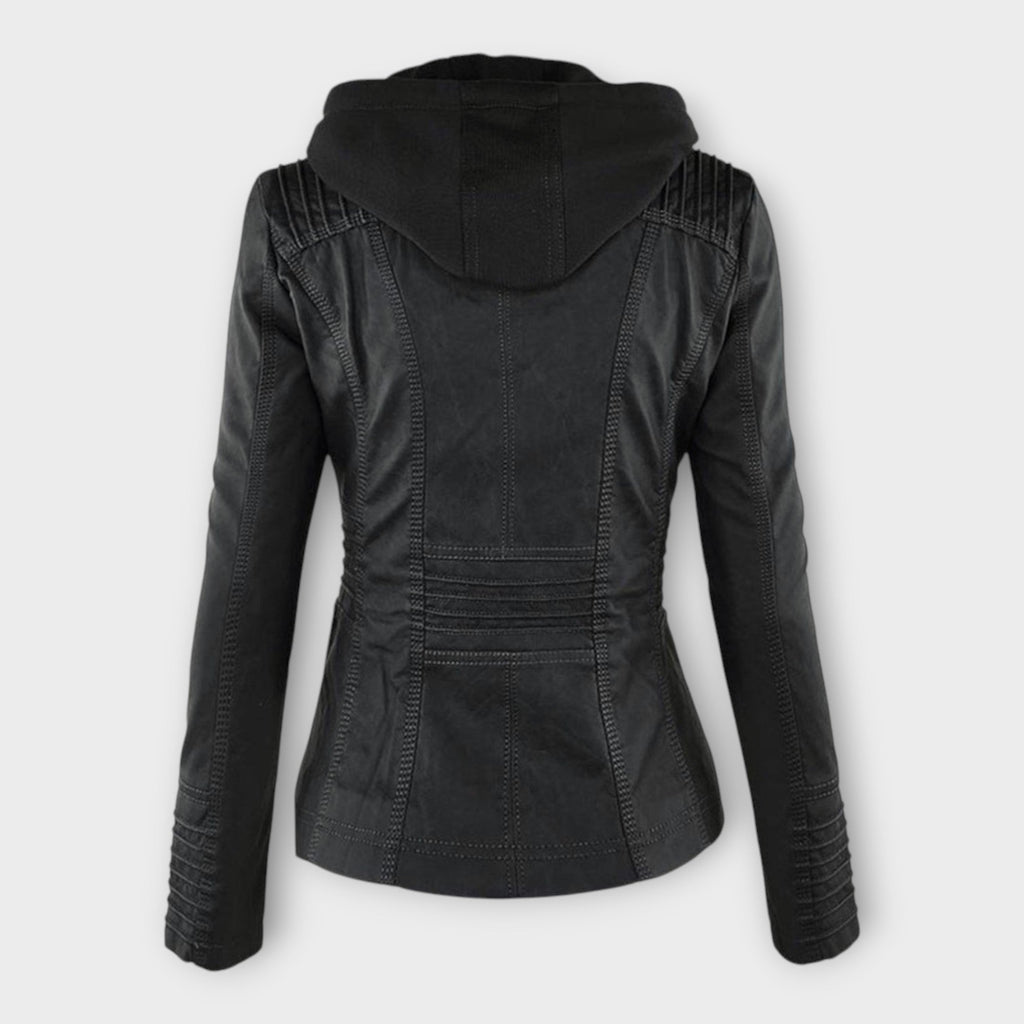 Ohnne | Modern leather jacket with a hood and timeless design