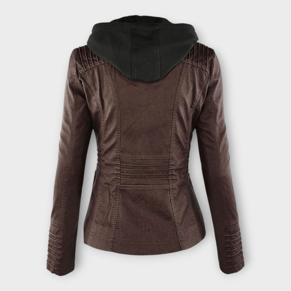 Ohnne | Modern leather jacket with a hood and timeless design