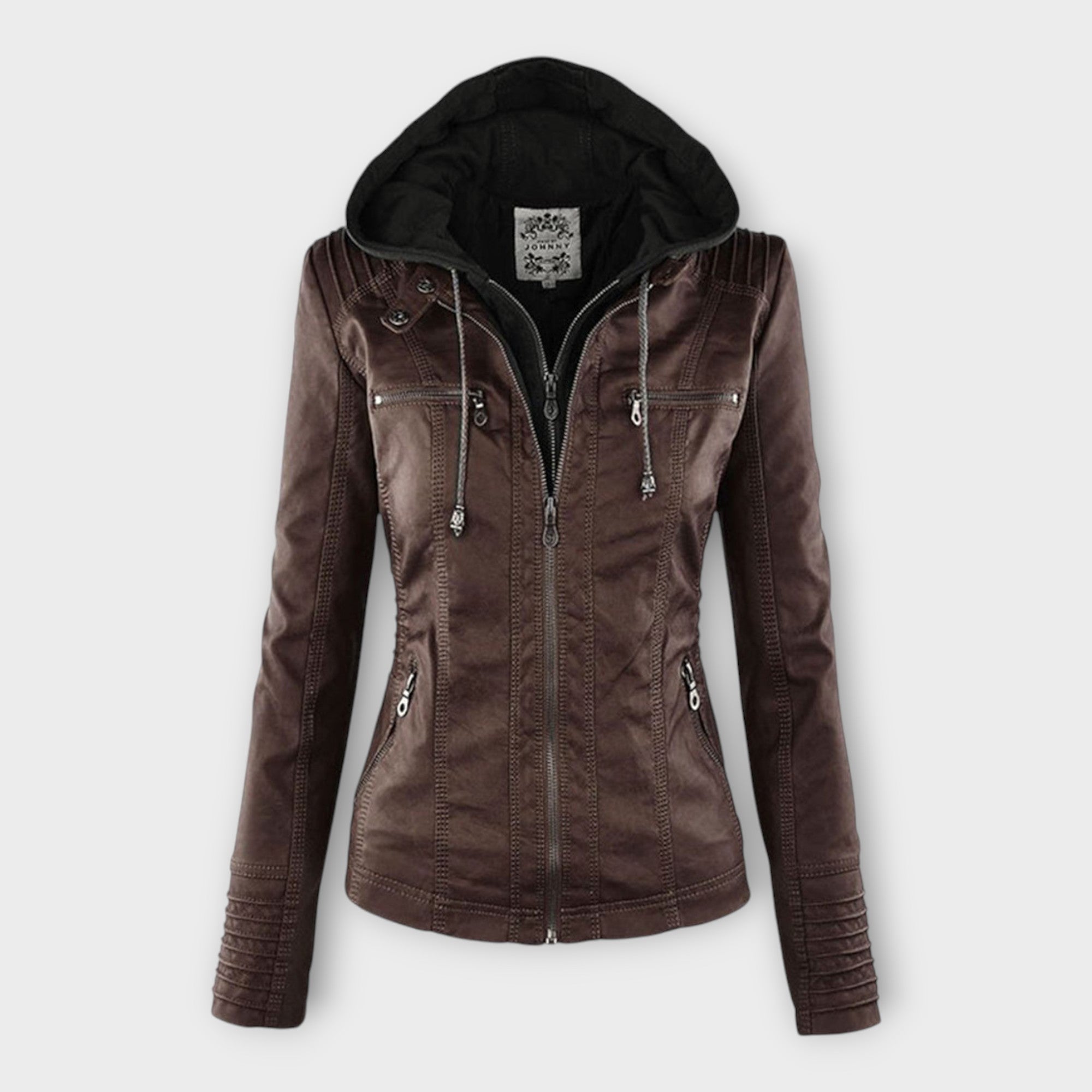 Ohnne | Modern leather jacket with a hood and timeless design