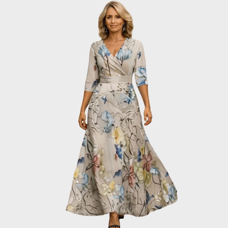 Fleur | Elegant Floral Dress with V-Neck