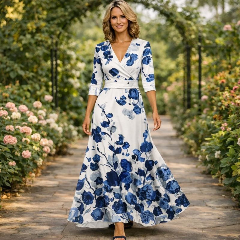 Fleur | Elegant Floral Dress with V-Neck