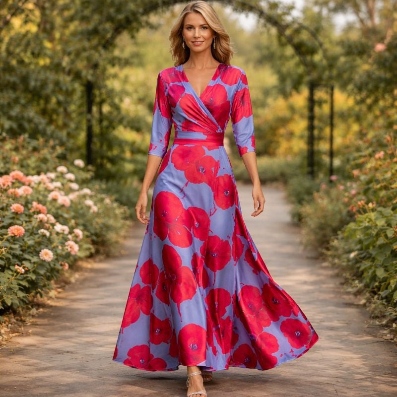 Fleur | Elegant Floral Dress with V-Neck