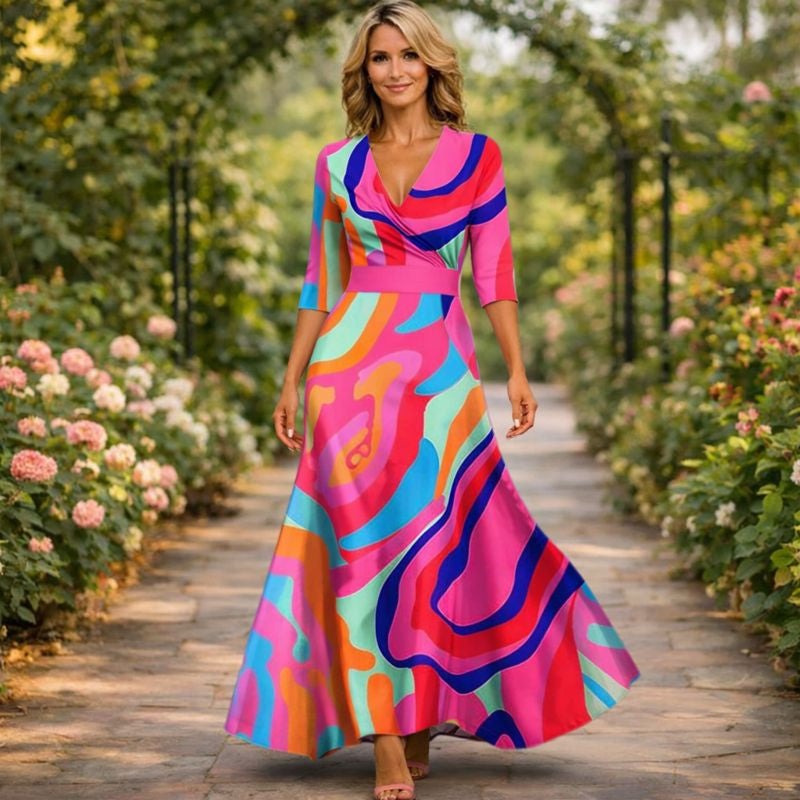 Fleur | Elegant Floral Dress with V-Neck