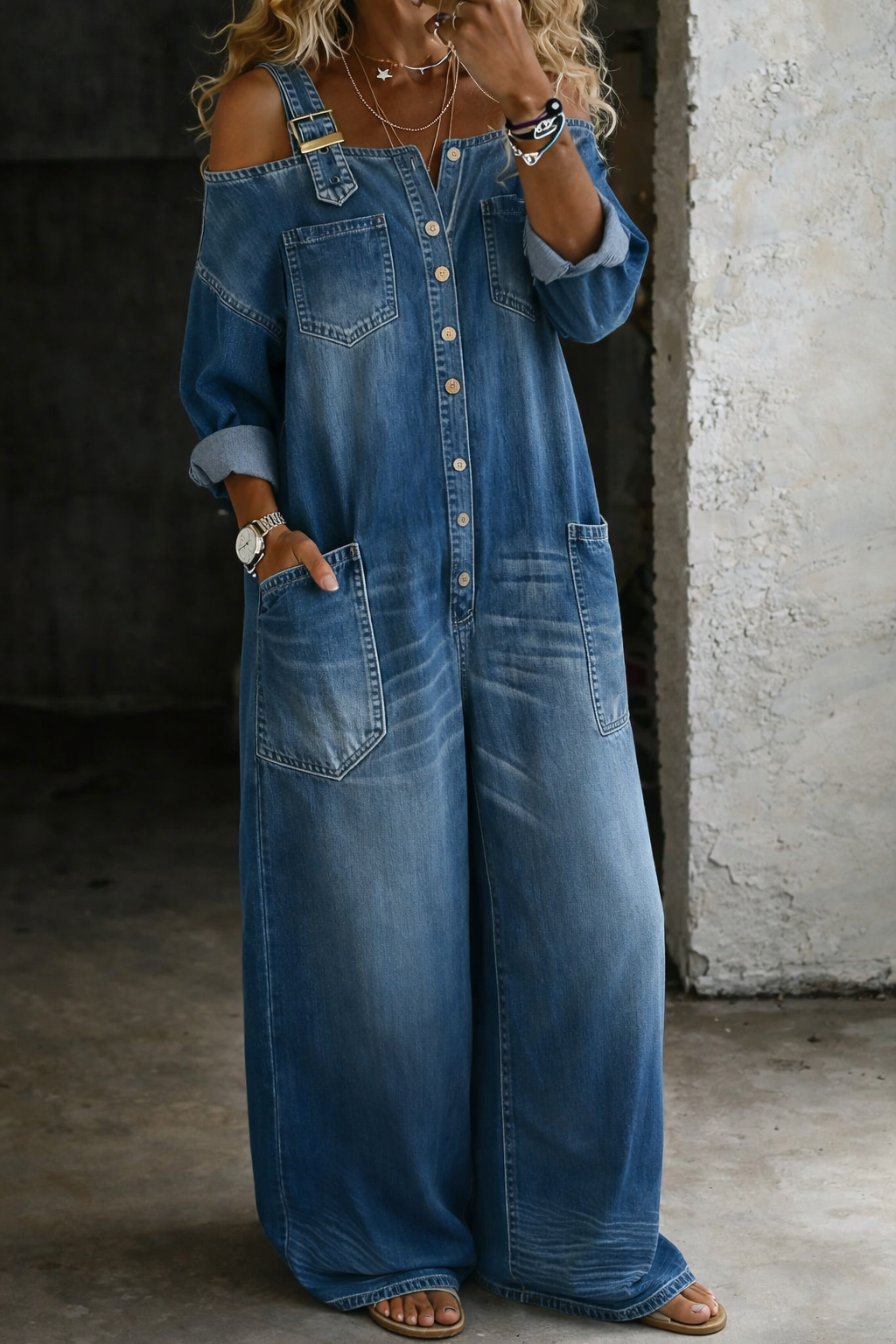 Sophia | Arm Free Denim Dress