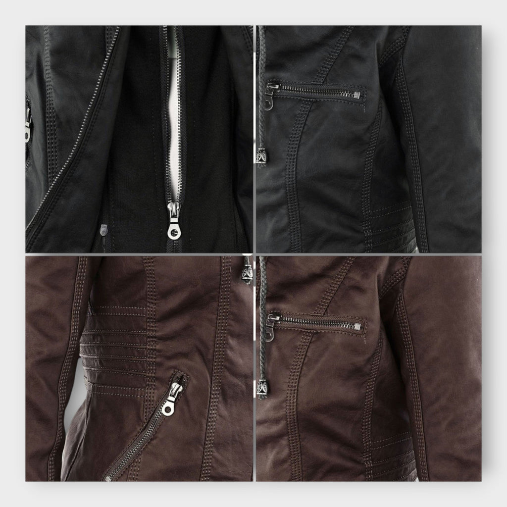 Ohnne | Modern leather jacket with a hood and timeless design
