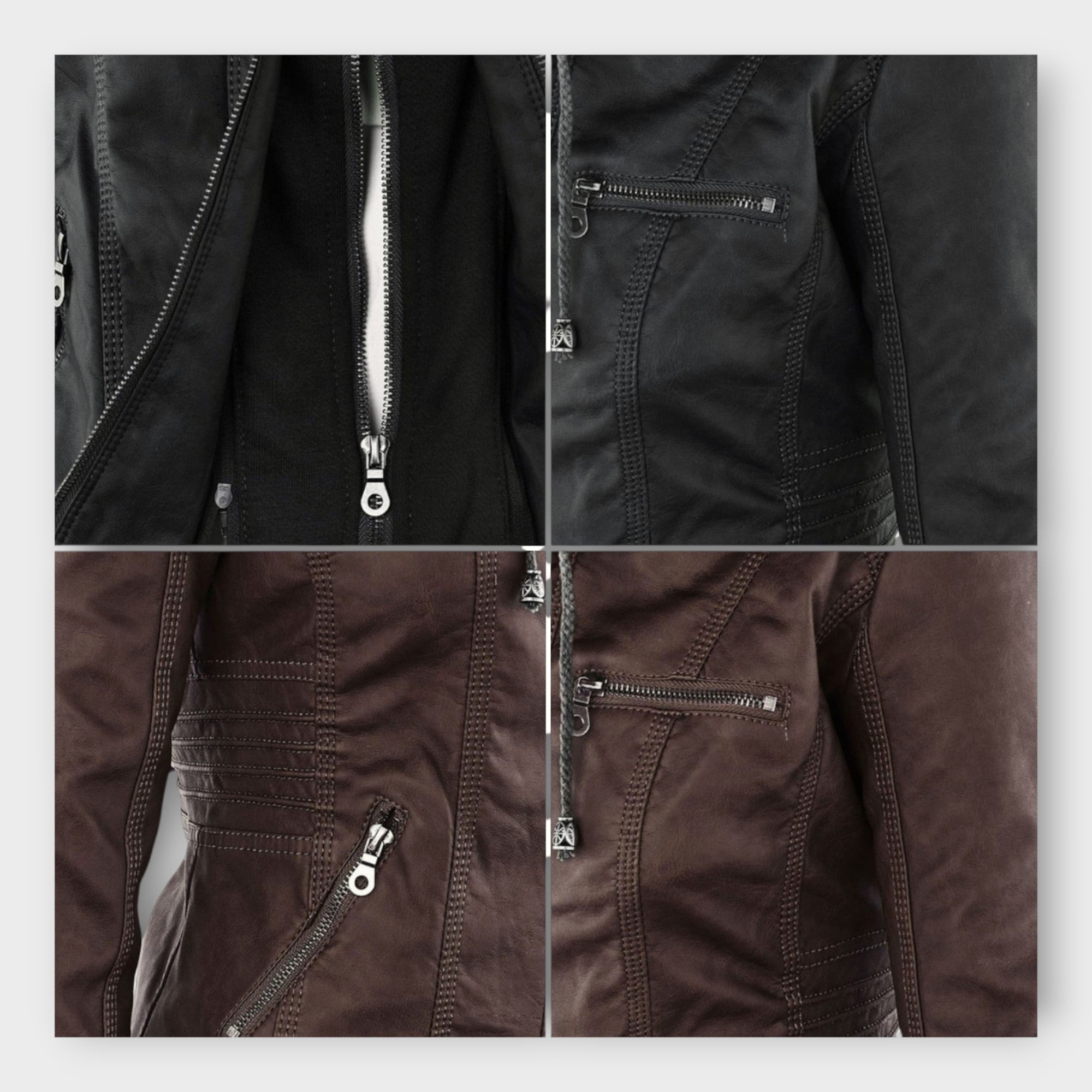 Ohnne | Modern leather jacket with a hood and timeless design