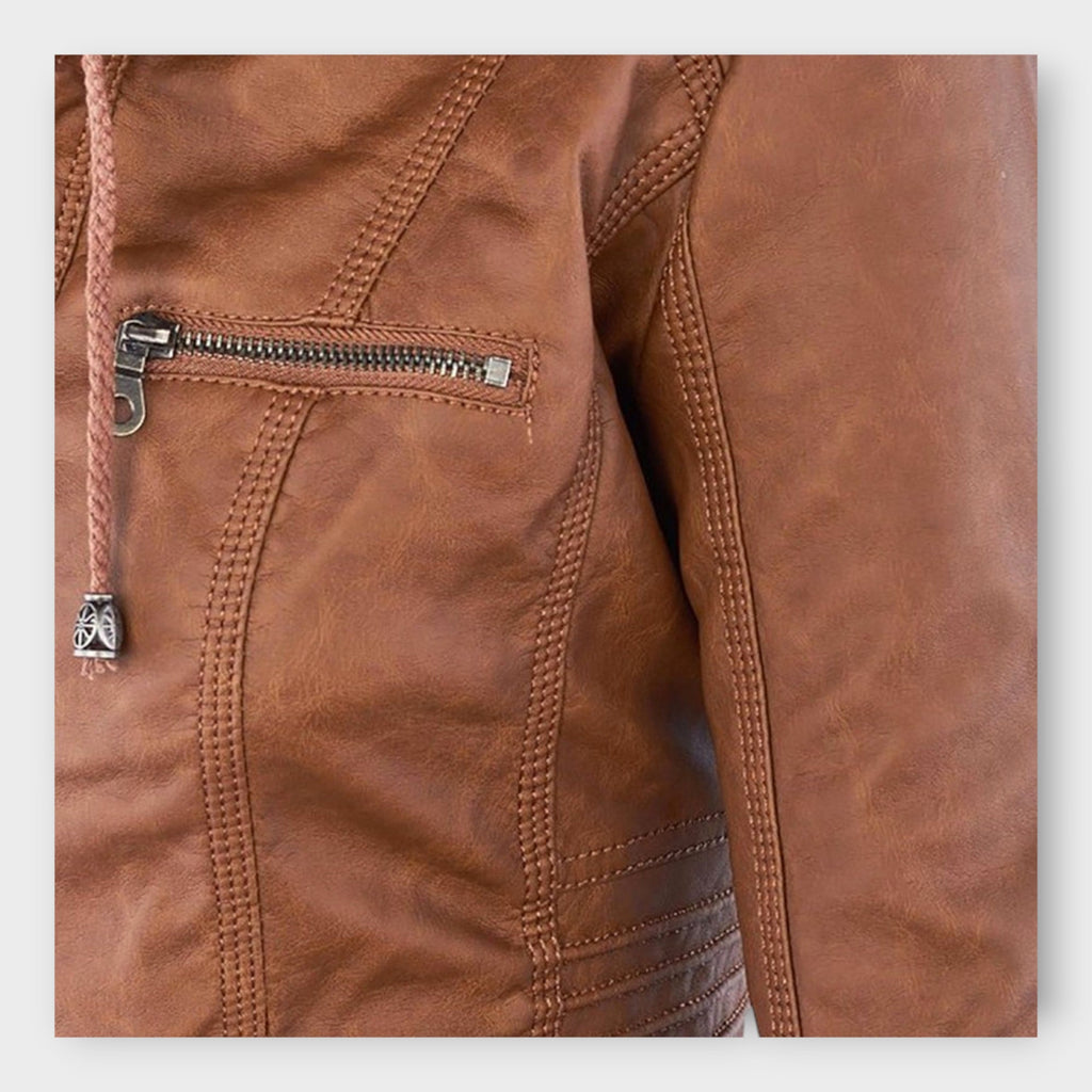Ohnne | Modern leather jacket with a hood and timeless design