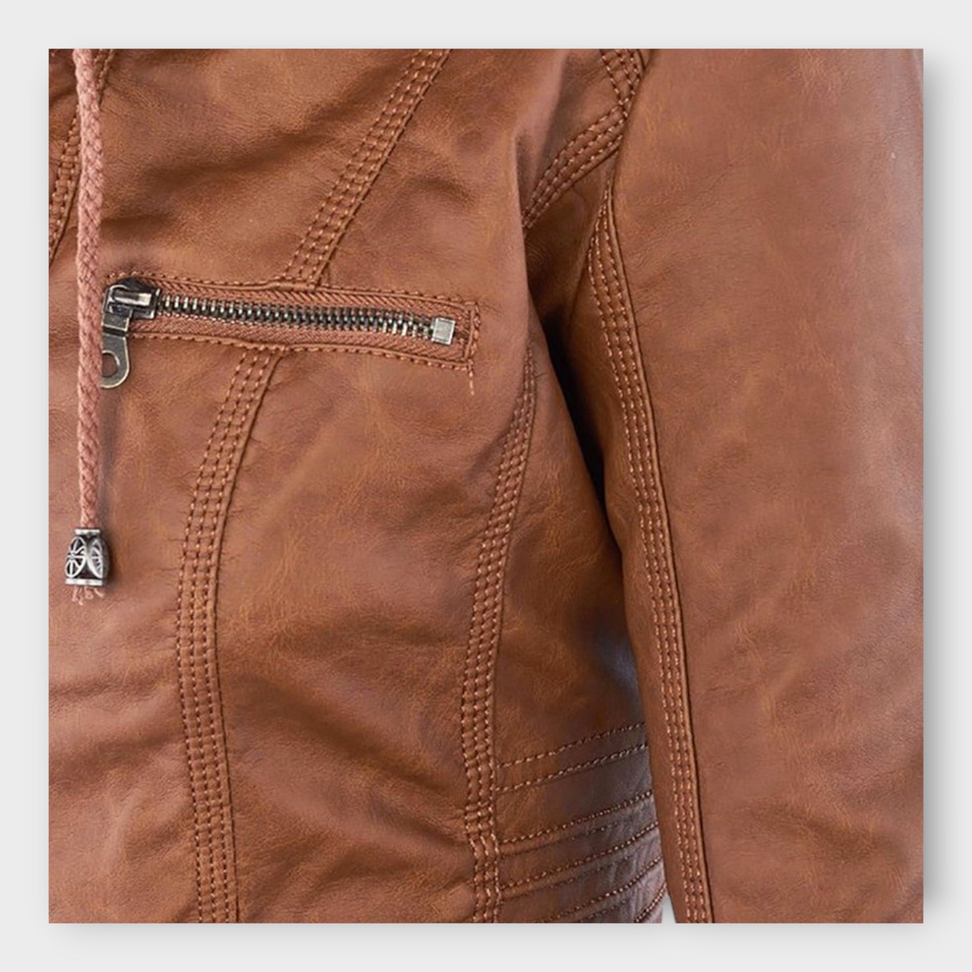 Ohnne | Modern leather jacket with a hood and timeless design