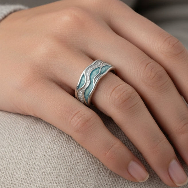 Turquoise Waves Silver Ring