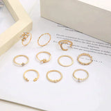 Set of 10 Bohemian Rings in Silver and Gold