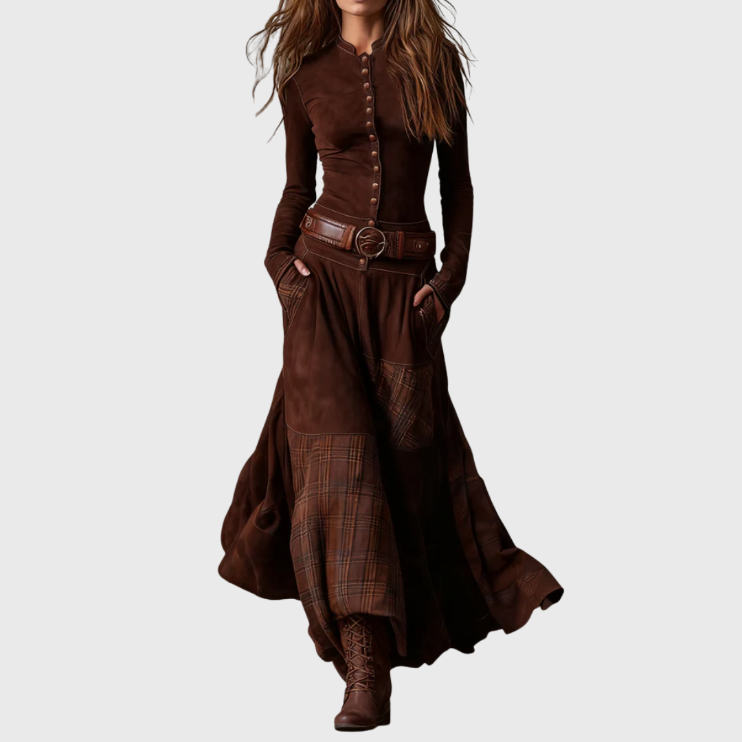 Azucena | Leather Maxi Dress with Belt