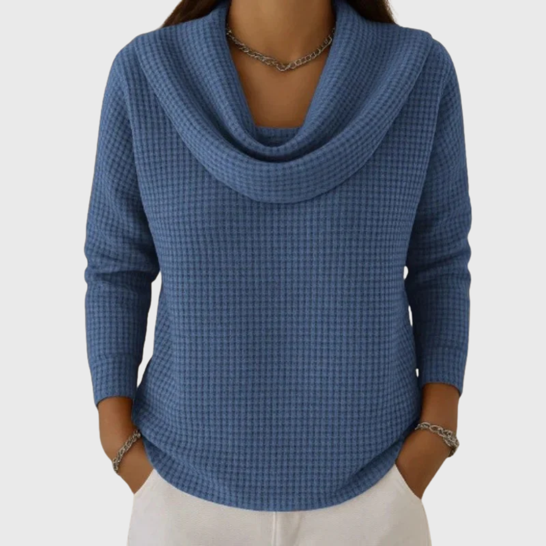 Liis | warm waffle-knit jumper with an elegant boat neckline