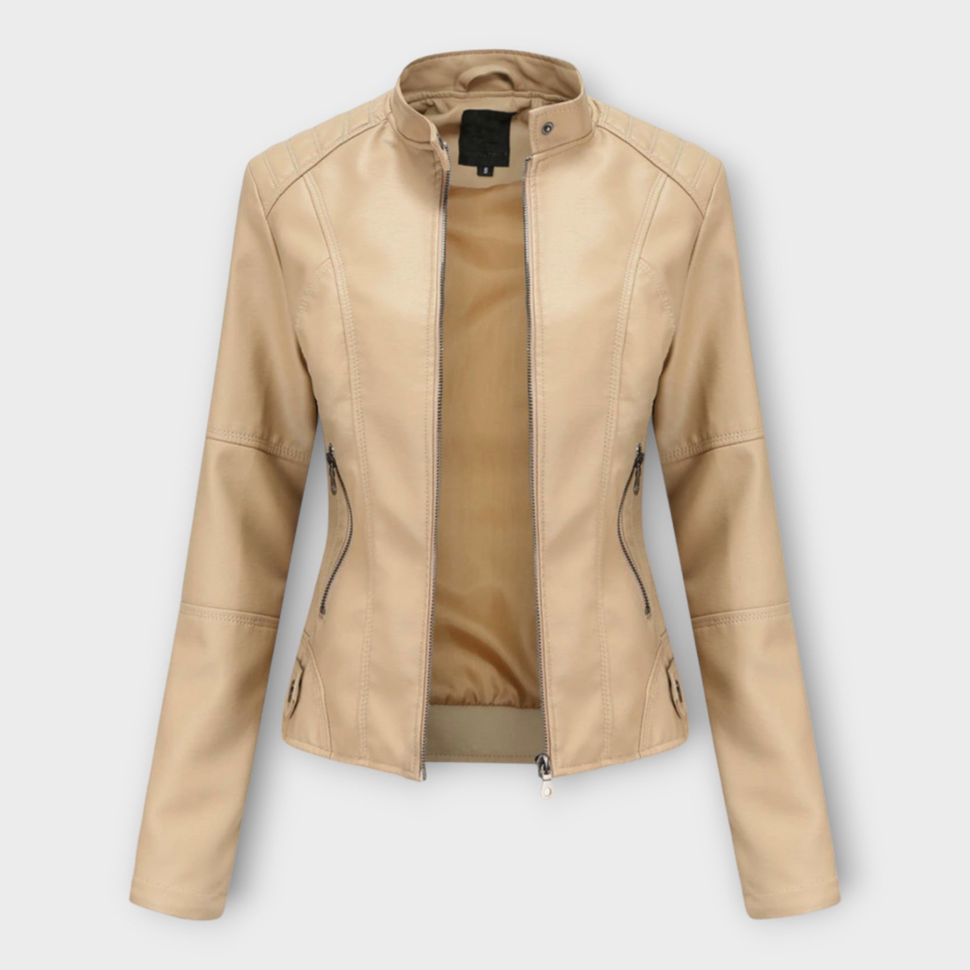 Ingrid | Elegant leather jacket with a modern line and timeless aesthetics